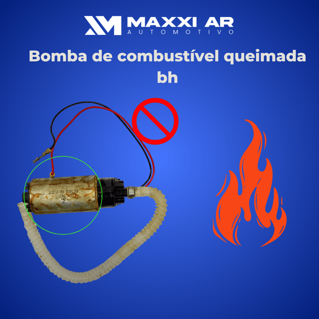 Bomba de combustível queimada, indicando falha total e necessidade de substituição em Belo Horizonte